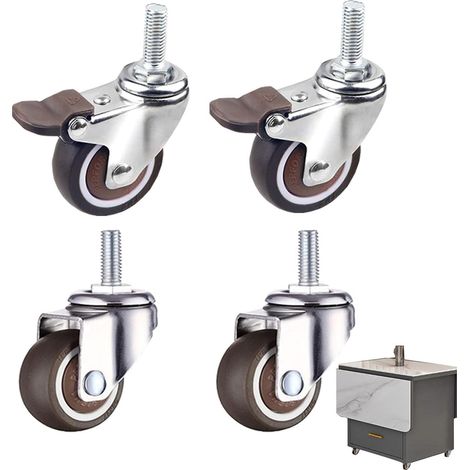 4 Pièces Roulettes pour Meubles, Roulette M8 X 15mm 2 Roulettes Pivotantes Avec Frein + 2 Pivotant Sur 360° Roulette Pivotante, Roulettes À Tige Industrielles pour Appareils Et Meubles (1/5)