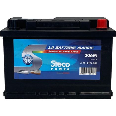 Marinebatterie 12V 75Ah 640A 277x175x190 stecopower - 206m