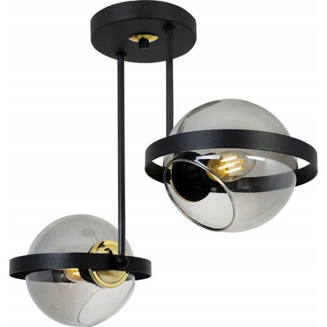 LAMPADA A SOSPENSIONE MODERNA IN VETRO CON ANELLO IN GRAFITE (1/5)