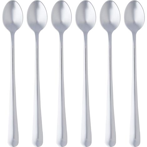 Cuillère À Latte Macchiato - Acier Inoxydable 18/0 - 20 cm - Bords Arrondis - Lot De 6 (1/5)