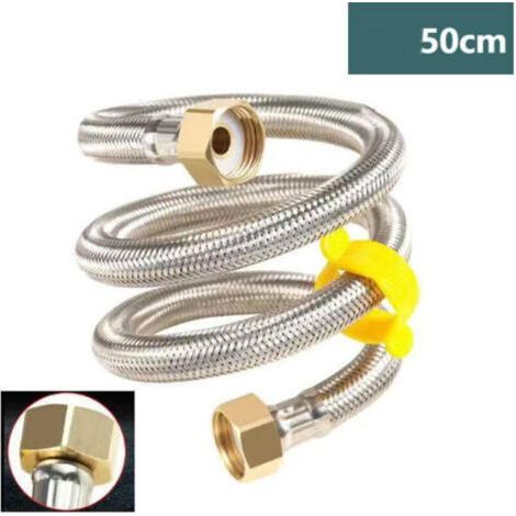G 1/2" Tuyau Flexible Tressé en Acier Inoxydable Tuyau de Plomberie d'Eau pour Salle de Bains Robinets de Toilettes Évier, 50cm (1/5)