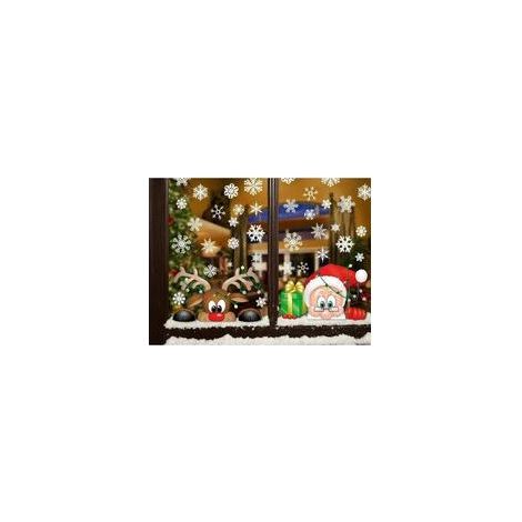 Noël Autocollants Flocons de Neige Stickers Fenetre DIY Père Noël Mignonne Renne Autocollant de Verre Amovibles Réutilisable Statique Stickers Deco pour Home/Boutique (1/5)