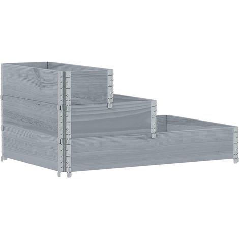 Maison Exclusive - Paletten-Aufsatzrahmen 3-fach Grau 120x80 cm M