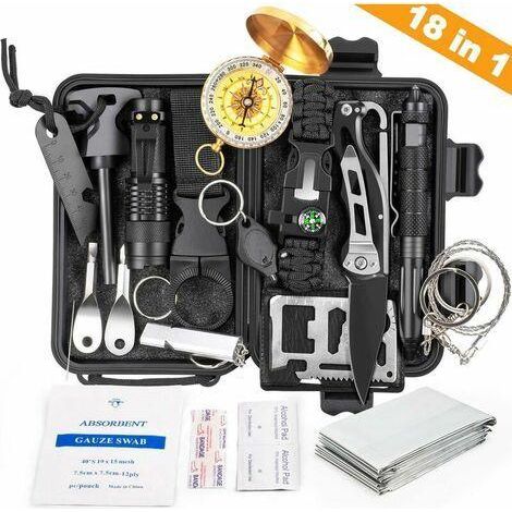 Kit de Survie d'urgence, Multifunctional Survival Kit de Survie et de Secours en Plein air Multi-Outils extérieur Fournitures de Premiers Soins pour Le Camping Randonnée Chasse Pêche (1/5)