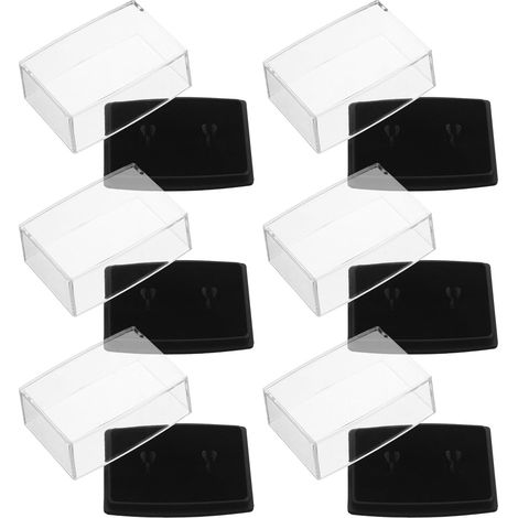 Boîte à Bijoux Transparente pour 6 Pièces en Plastique Noir, Organisateur Multifonctionnel pour Bagues et Colliers, pour Occasions Professionnelles (1/5)