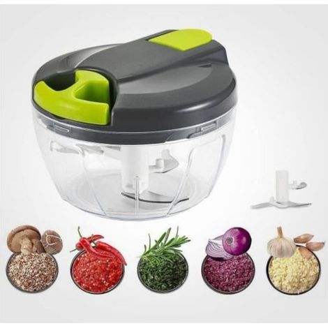 Hachoir manuel multi-hachoir manuel avec 3 lames en acier inoxydable Cordon de tirage de 520 ml pour couper les légumes, les fruits (1/4)