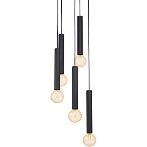 Lampadario A Sospensione Contemporaneo Cortenova Acciaio Nero 5 Luci E27 (1/4)