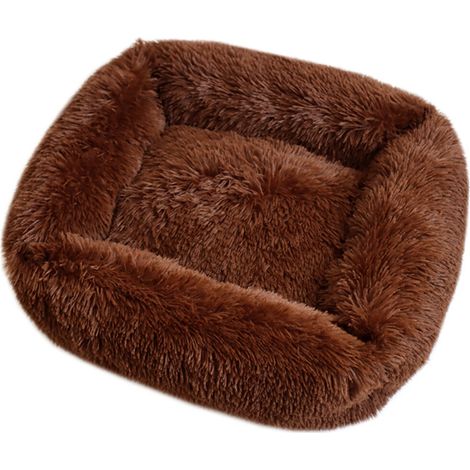 Divano per cani con rivestimento spesso, cuccia - marrone scuro S