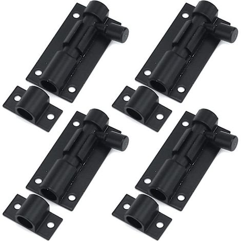 Serrure de sécurité pour porte, lot de 4 unités, 2 pouces, aluminium, couleur noire.-AquaForge (1/5)