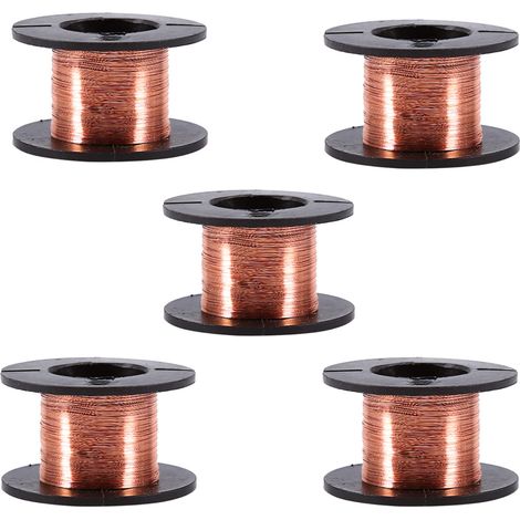 Émaillé bobine, 5 rouleaux fil emaillé, 0,1mm 12M bobine de cuivre, bobine fil de cuivre fin, bobine de fil de cuivre de réparation, bobine de fil cuivre pour la connexion ou le soudage (1/5)