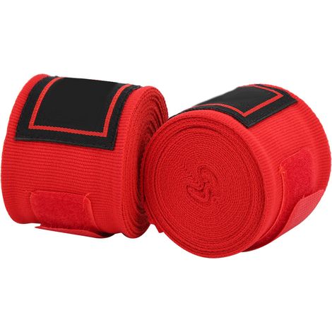 1 paire de sangles de fixation élastiques de boxe BN Sanda Muay Thai, bandages de poignet, équipement de protection sportive rouge (1/5)