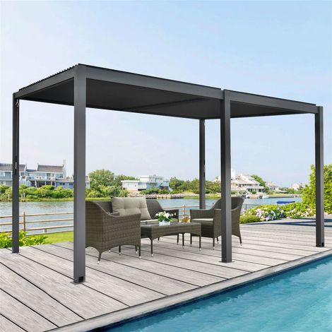 Pergola m. Lamellendach 400x310x212/253cm, anthrazit (1/5)