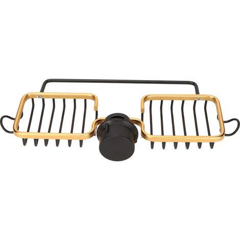 Doppelseitiger Handtuchhalter in Schwarz und Gold, Ablagefläche für Armaturen, Badezimmerhalterung (1/5)