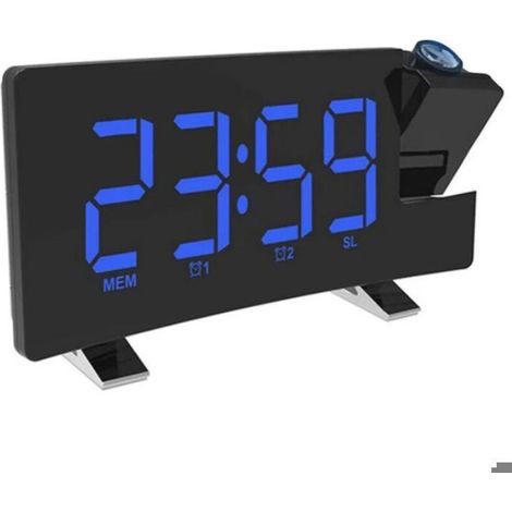 Réveil À Projection - Radio FM Numérique - Chargeur USB - Variateur Luminosité 0-100 % - Écran LED 8 Pouces - 1 Pièce (1/5)