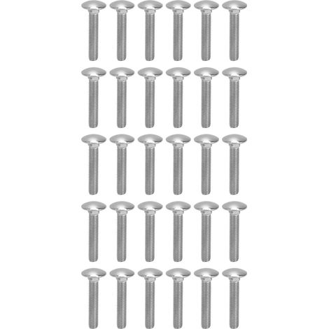 Boulon à vis M8x1.25 A2, 30 pièces, tasse carrée en acier inoxydable, boulons de chariot à filetage grossier DIN603M8x45 (1/5)