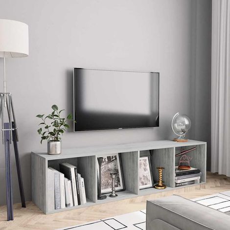 Bibliothèque/Meuble TV Étagère de Rangement - pour Bureau Salon Chambre Cuisine Gris cement 143 x 30 x 36 cm BV513857 - BonneVie (1/5)