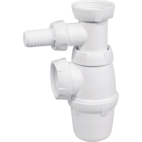 Wirquin – Siphon évier diamètre 40 mm avec prise machine à laver – Garde d’eau 50 mm – Débit 58 L/mn – Réglable en hauteur 166 à 211 mm (1/2)