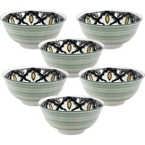 Set de 6 bols en porcelaine vert mandala (Ø15cm) - MANDALA (1/4)