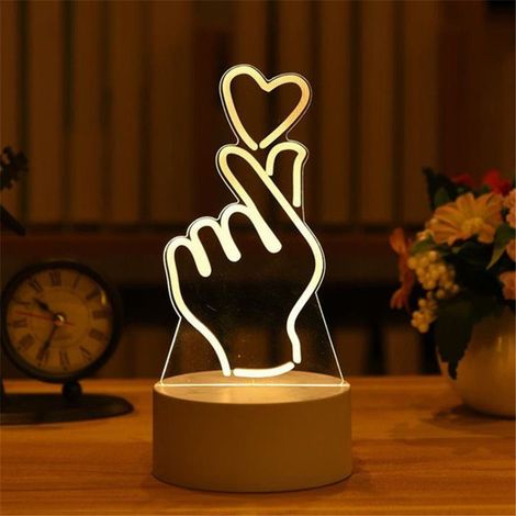 Lampe LED 3D en acrylique Love Romantique pour la maison, veilleuse pour enfants, lampe de table, décor de fête d'anniversaire-9 (1/4)
