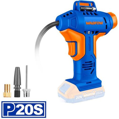 Compressore d'aria portatile per auto WADFOW 20V 10,5 bar, include 3 adattatori, compatto e leggero