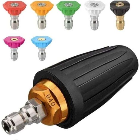 Buse turbo pour nettoyeur haute pression, buse rotative et 7 pointes, raccord rapide 1/4', 4000 Psi, Noir, (406689), kit jet pour nettoyeur haute pression, rotabuse haute pression-DOU (1/4)