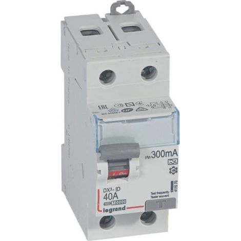 Interrupteur différentiel Legrand DX³ 2P 300mA 40A Type A 2 modules - LEG411570