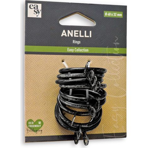 SET 10 ANELLI EASY D.40X32MM NERO-ARGENTO