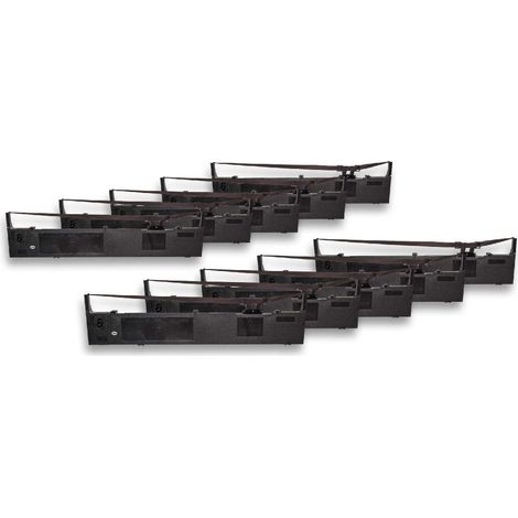 vhbw 10x Ribbon Cartridge Replacement for Epson S015086, C13S015086 for Dot Matrix, Receipt Printer - Black Ink Ribbon