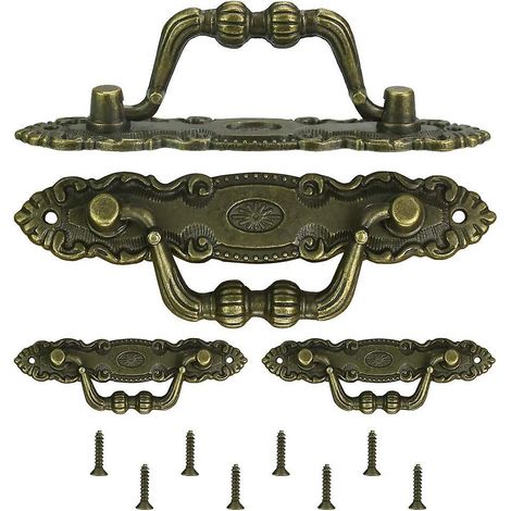lot De 4 Poignes De Tiroir Vintage En Bronze Classique En Alliage De Zinc Avec 8 Vis M2 Pour Meubles (1/5)