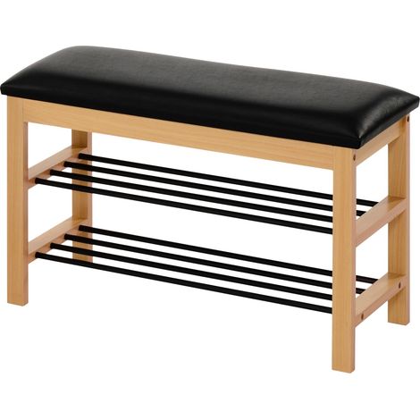 Estante para zapatos Houston 967, Madera maciza + Negro, 81x48x31cm (1/5)