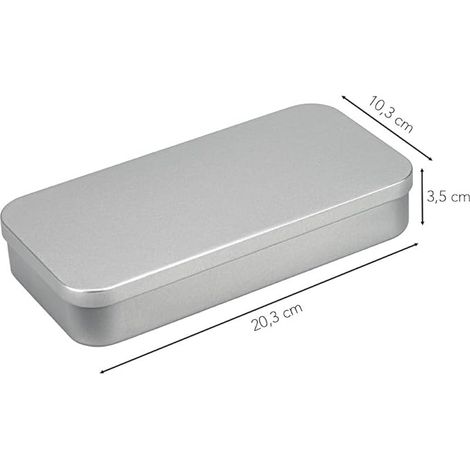 boîtes de rangement en métal avec couvercle à charnière  Boîte en étain  Rangement pour petites pièces, bijoux, voyages, 20,3 x 10,3 x 3,5 cm (1/4)