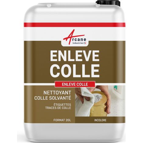Enlever colle : produit, tissu, bois, verre, vitre, pvc, adhésif, mastic, scotch, autocollant, éliminer solvant, glue : Enleve colle - 20 L  - ARCANE INDUSTRIES