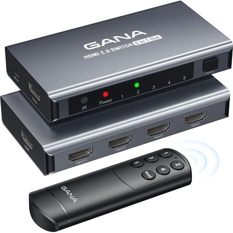 Commutateur HDMI 5 en 1 Sortie 4K @ 60 Hz, répartiteur HDMI avec sélecteur à Distance, Compatible avec PS5/4, Xbox, Nintendo Switch, Roku, TV, Fire Stick (1/5)