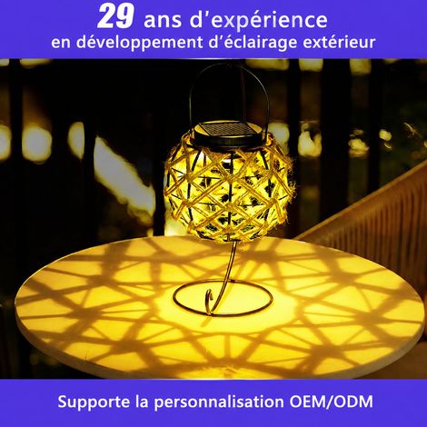 Lanterne Solaire Suspendue Fer Forgé Corde de Chanvre LED Blanc et Chaud Jardin 16x12,5cm 500 g – Livraison gratuite (1/5)