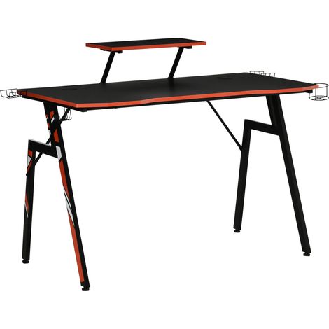 Les jeux vidéo exigeants nécessitent un bureau gaming de qualité. Ce bureau est un excellent choix. L'étagère surélève l'écran et réduit la fatigue de la tête et du cou. (1/5)
