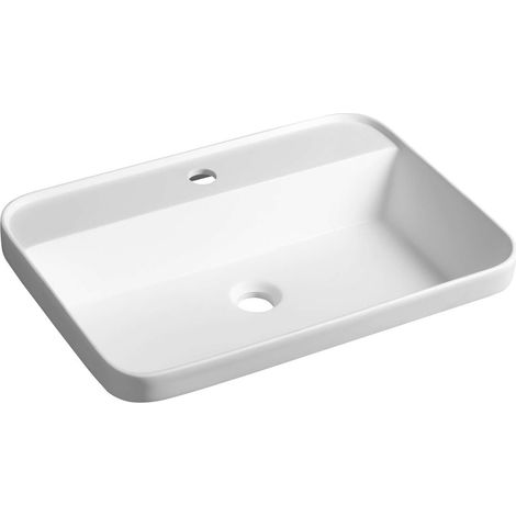 Sapho - Lavabo 55x39 cm, sin rebosadero, agujero para grifo, blanco mate BE755 (1/4)