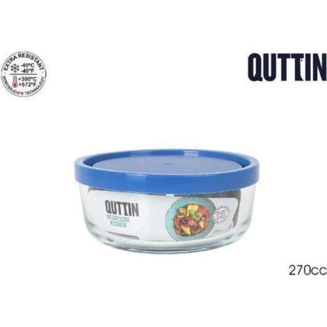 fiambrera taper redondo cristal con tapa frigo 11x4.5 cms 270 cc.quttin