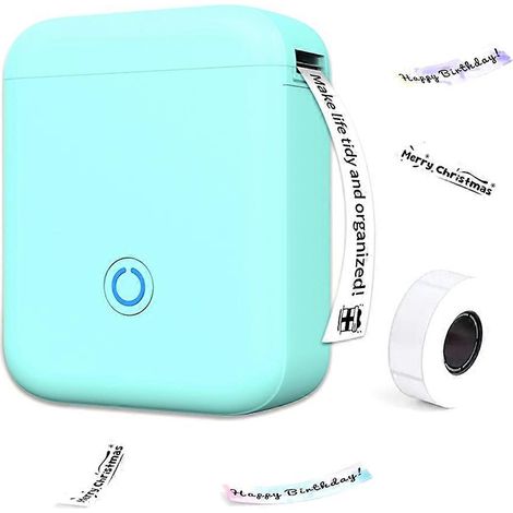 Mini imprimante d'étiquettes intelligente portable sans fil, machine d'étiquettes thermiques auto-adhésives mobile, compatible avec les entrepôts et la livraison express, bleu cyan D. (1/5)