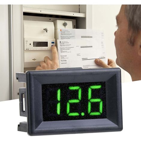 Voltmètre numérique 0,36 pouce trois fils DC 0-100V affichage LED étanche (vert) (1/4)