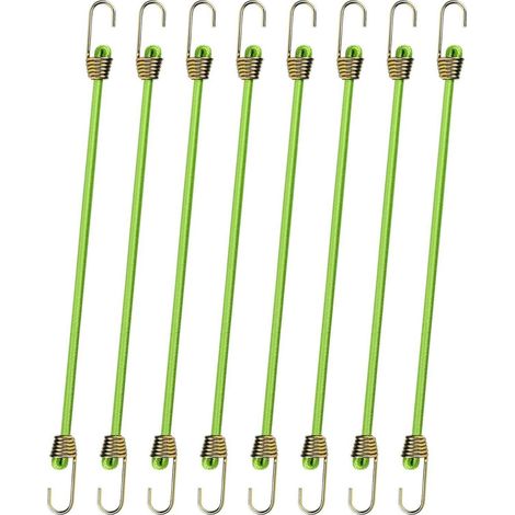 8x Spanngummi 25cm mit Haken, elastische Gepäckspanner grün