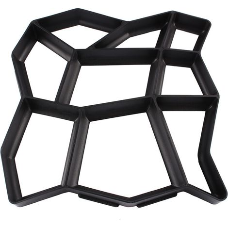Pochoir pour Allées et Jardins - Moule Pavé Béton 43x43cm - Plastique PP Reutilisable - Black - Kit DIY Terrasse/Patio