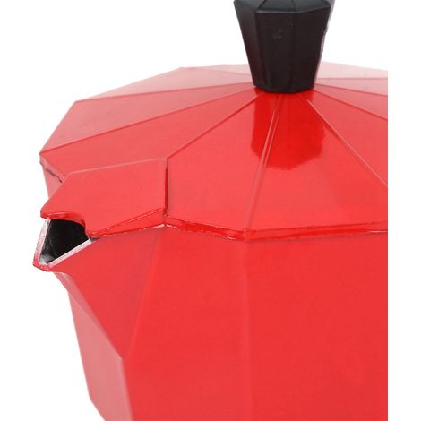 Cafetière italienne en aluminium de 300 ml (6 tasses) avec accessoires pour le bureau et la maison (rouge) (1/5)