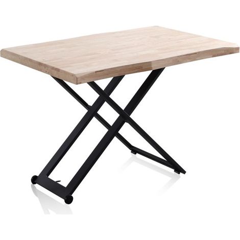 Mesa de centro elevable Lada Fit Negro - Roble 80cm (ancho) x 76cm (alto) (1/5)