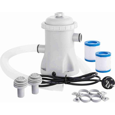 Pompe de filtration pour piscine 330 GPH (125 l/h) - Pompe à eau électrique pour pataugeoire avec 2 cartouches filtrantes - Pompe pour piscine hors sol - Petite pompe de filtration pour piscine