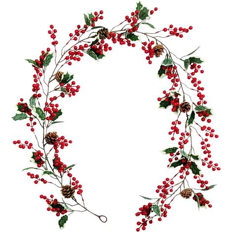 Guirnalda artificial de piñas navideñas, 6 pies, para árbol de Navidad, pequeñas piñas falsas de bayas para chimeneas, escaleras, puertas, árbol de Navidad, jardín, patio o patio (fruta y (1/5)