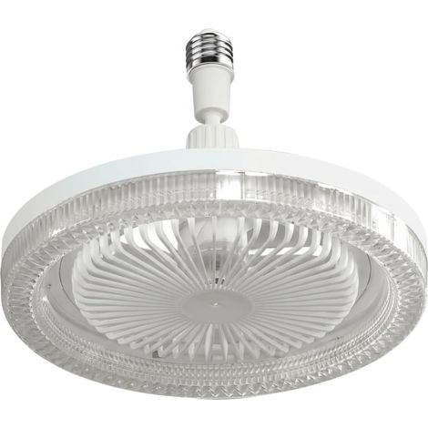 Ventilateur de PlafondVentilateur à Ampoule, lumière avec télécommande, 3 LED à Changement de Couleur, Silencieux 7 pales, aromathérapie, E27 Visser, Blanc, 10, 24 Pouces (1/5)