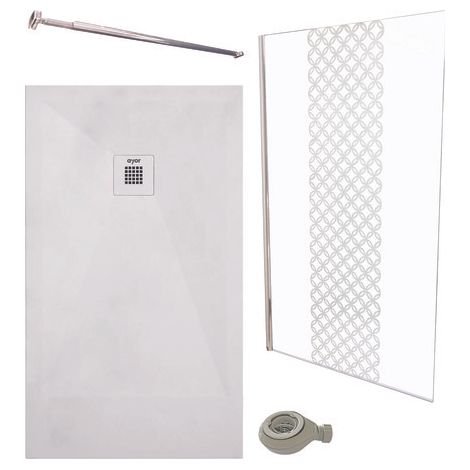 ONDEE ZEN - PACK DOUCHE - Receveur blanc 120X80cm + Paroi en 120cm + barre de fixation (1/3)