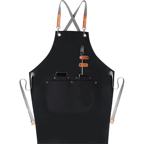 Tablier à bretelles croisées pour homme avec grandes poches pour la cuisine (1/5)