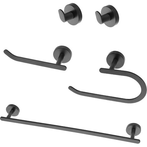 Set accessori a muro 5 pezzi in acciaio nero opaco e viti incluse  Chic Black (1/5)