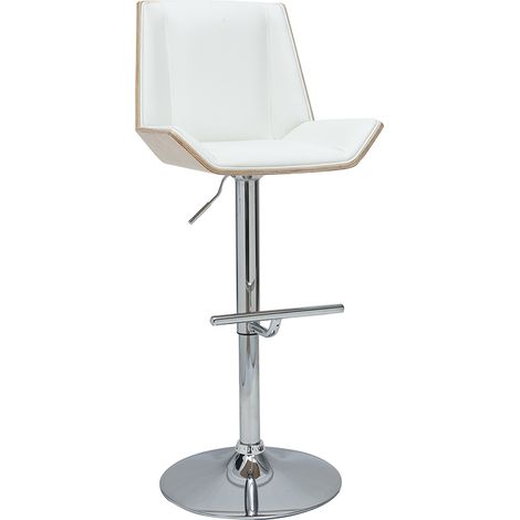 Design-Barhocker weiß und helles Holz MELKIOR